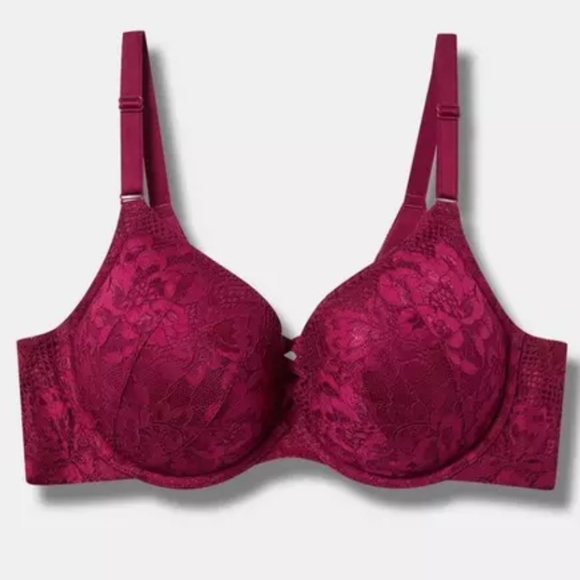 Torrid Lace Underwire Plunge Bra - Maroon/Burgundy/Wine - Picture 1 of 3